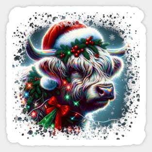 Christmas Highland Cow Sticker